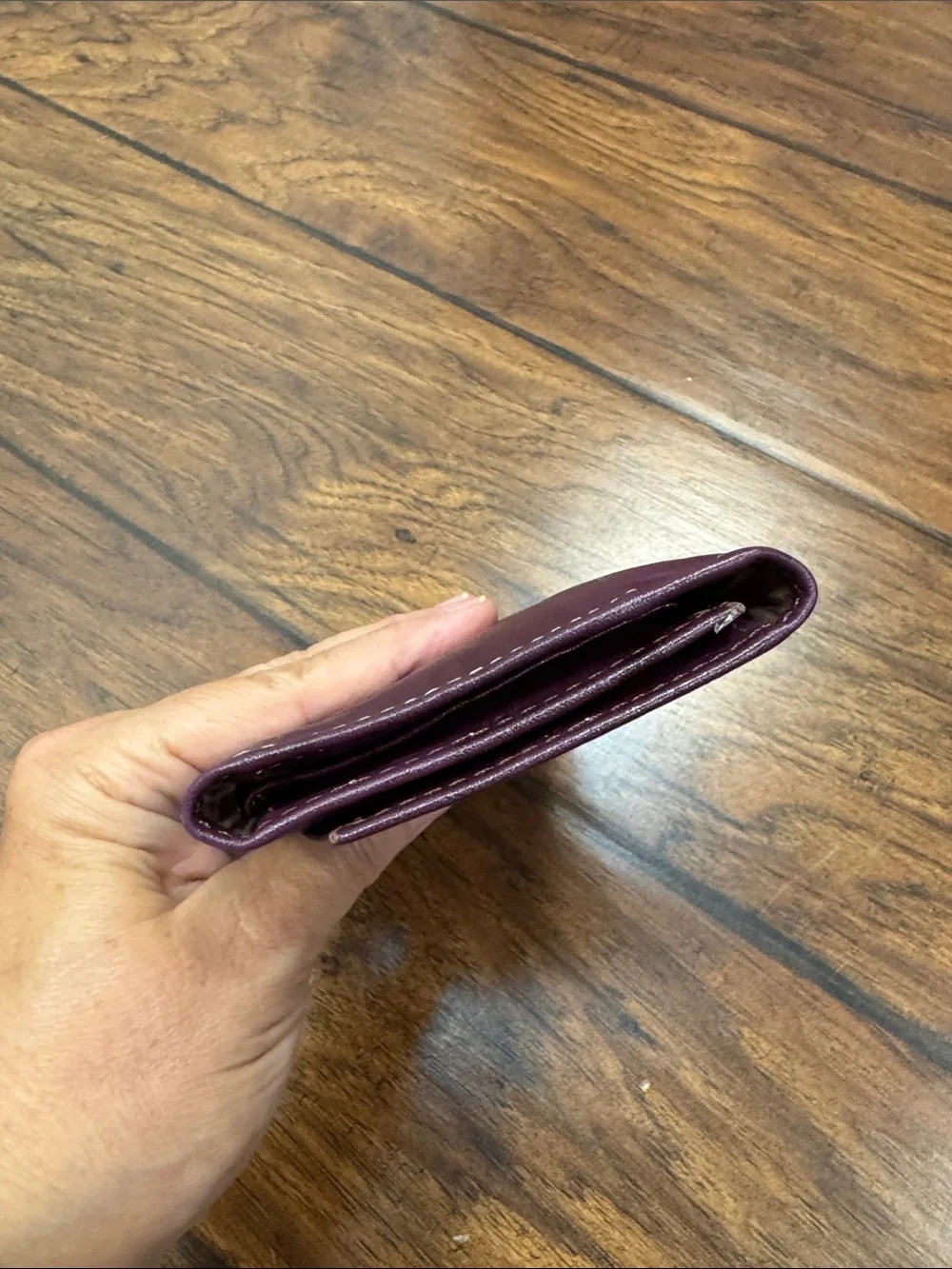Burgundy Plum Tri Fold Wallet Clutch Organizer Snap Zip Pocket